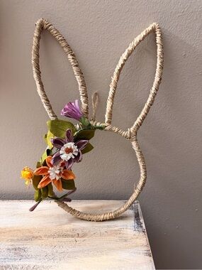Threshold Easter Bunny Decorative Wreath with Paper Flowers